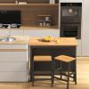 3 PCS Dining Table Set Rustic Retro Breakfast Table Dining Stools RubberWood for 2 with Two Open Shelves for Small Space Kitchen Dining Room (=W691656