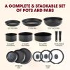 T-fal Ingenio Expertise Non Stick Cookware Set 14 Piece, Induction Oven Broiler Safe 500F, Detachable/ Removable Handle, Kitchen
