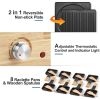 Indoor Grill, Raclette Table Grill, 1500W Electric Grill Korean BBQ Grill with 2 in 1 Reversible Non-stick Plate/Wooden Base