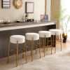 30" Tall, Round High Bar Stools, Set of 2 - Contemporary upholstered dining stools for kitchens
