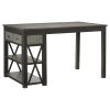 Casual Style Counter Height Dining 5pc Set Gray Finish Multifunctional Table with 4x Stools Upholstered Cushion Seat Drawers Shelves Table Dining Kitc