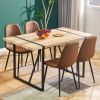 A set of 4 modern medieval style restaurant cushioned side chairs, equipped with soft cushions and black metal legs, suitable for kitchens, lounges