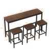 Modern Design Kitchen Dining Table,Pub Table,Long Dining Table Set with 3 Stools,Easy Assembly,Dark Brown