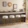 30" Tall, Round High Bar Stools, Set of 2 - Contemporary upholstered dining stools for kitchens