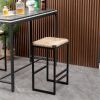 Set of 2 Water Hyacinth Woven Bar Stools for Kitchen Counter Water Hyacinth Grass Backless Barstools with Footrest (Water Hyacinth Backless)