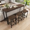 Modern Design Kitchen Dining Table,Pub Table,Long Dining Table Set with 3 Stools,Easy Assembly,Dark Brown