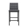 Modern design High stool Metal legs Kitchen Restaurant Gray pu bar chair, black spray painted chair legs, suitable for bar Cafe restaurant (set of 2)