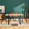 A set of 4 modern medieval style restaurant cushioned side chairs, equipped with soft cushions and black metal legs, suitable for kitchens, lounges