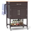 Rolling Kitchen Island Cart with Drawer and Towel Rack