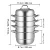 Multi Tiers Kitchen Pan Cookware Stainless Steel Steamer Set