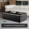 Modern Smart Coffee Table with Built-in Fridge, Bluetooth Speaker, Wireless Charging, Touch Control Panel, Power Socket, USB Interface